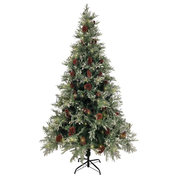vidaXL Christmas Tree with Lights and Pine Cones 195 cm PVC&PE