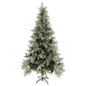 vidaXL Christmas Tree with Lights and Pine Cones 225 cm PVC&PE