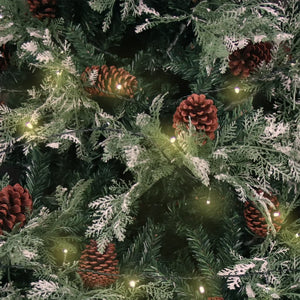 vidaXL Christmas Tree with Lights and Pine Cones 225 cm PVC&PE