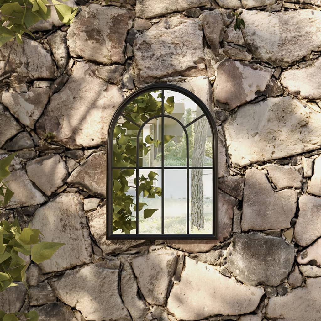 vidaXL Garden Mirror Black 60x45 cm Iron