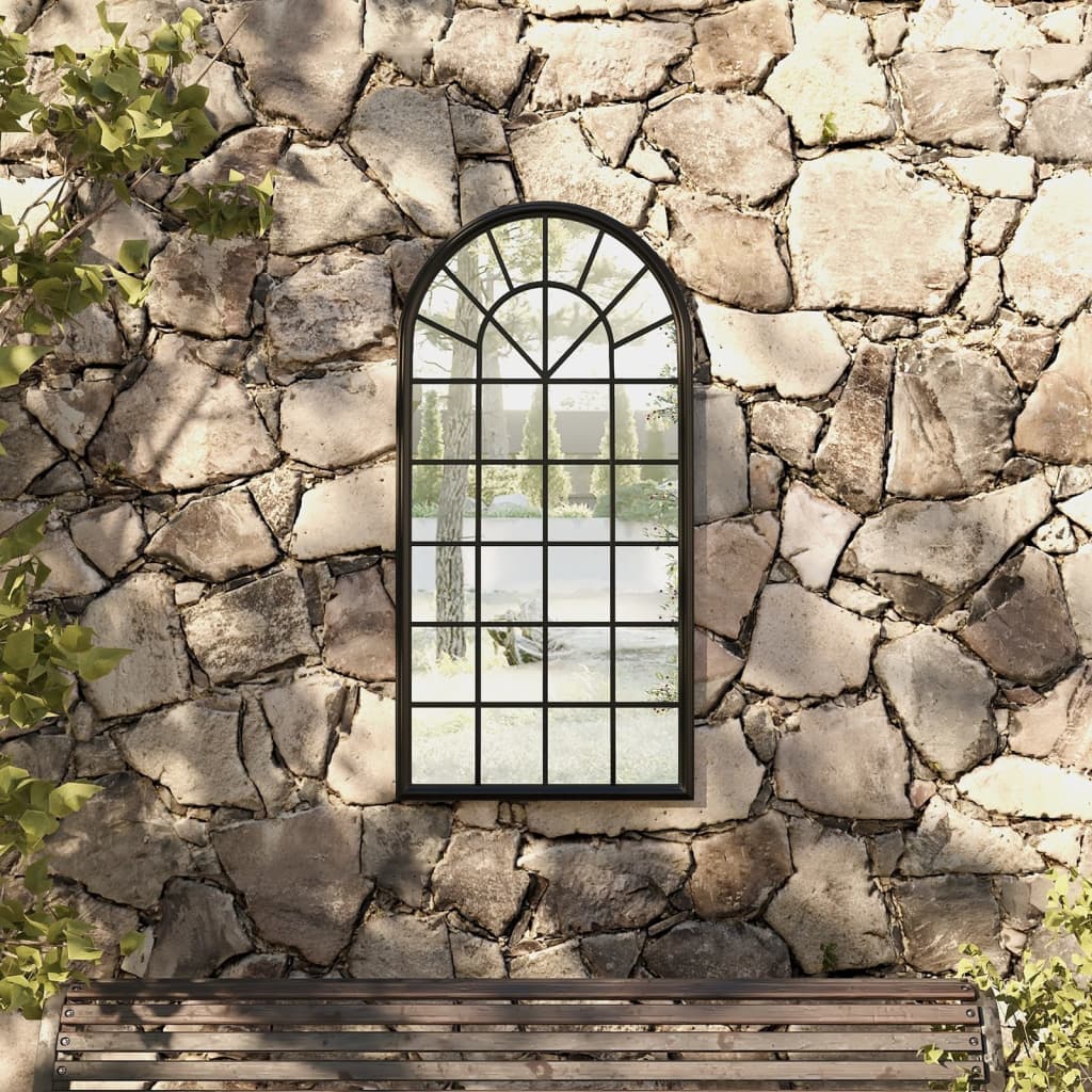 vidaXL Garden Mirror Black 90x45 cm Iron