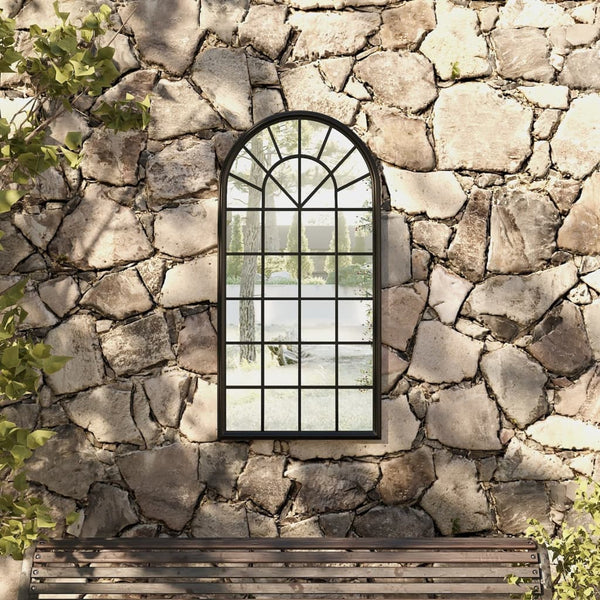 vidaXL Garden Mirror Black 90x45 cm Iron