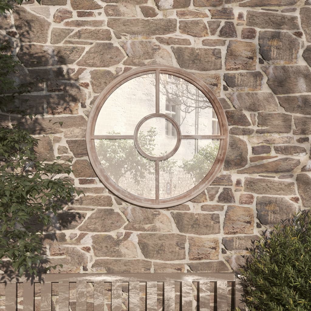 vidaXL Garden Mirror Sand 40x4 cm Iron Round