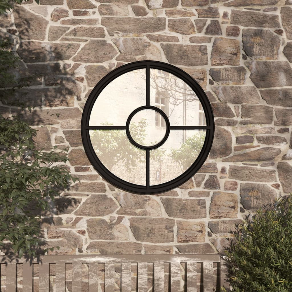 vidaXL Garden Mirror Black 40x4 cm Iron Round