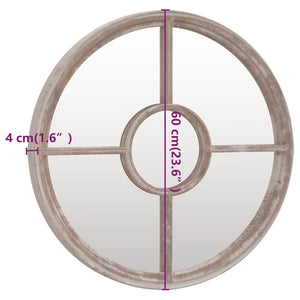vidaXL Garden Mirror Sand 60x4 cm Iron Round