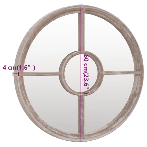 vidaXL Garden Mirror Sand 60x4 cm Iron Round