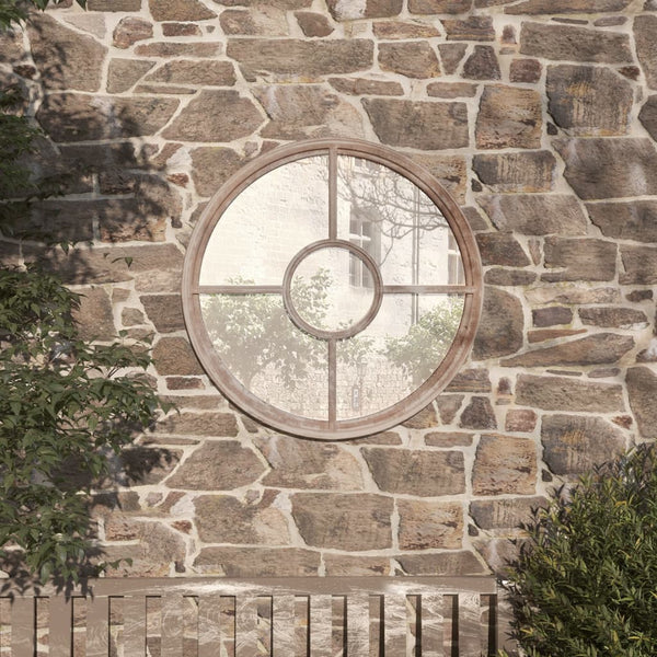 vidaXL Garden Mirror Sand 60x4 cm Iron Round