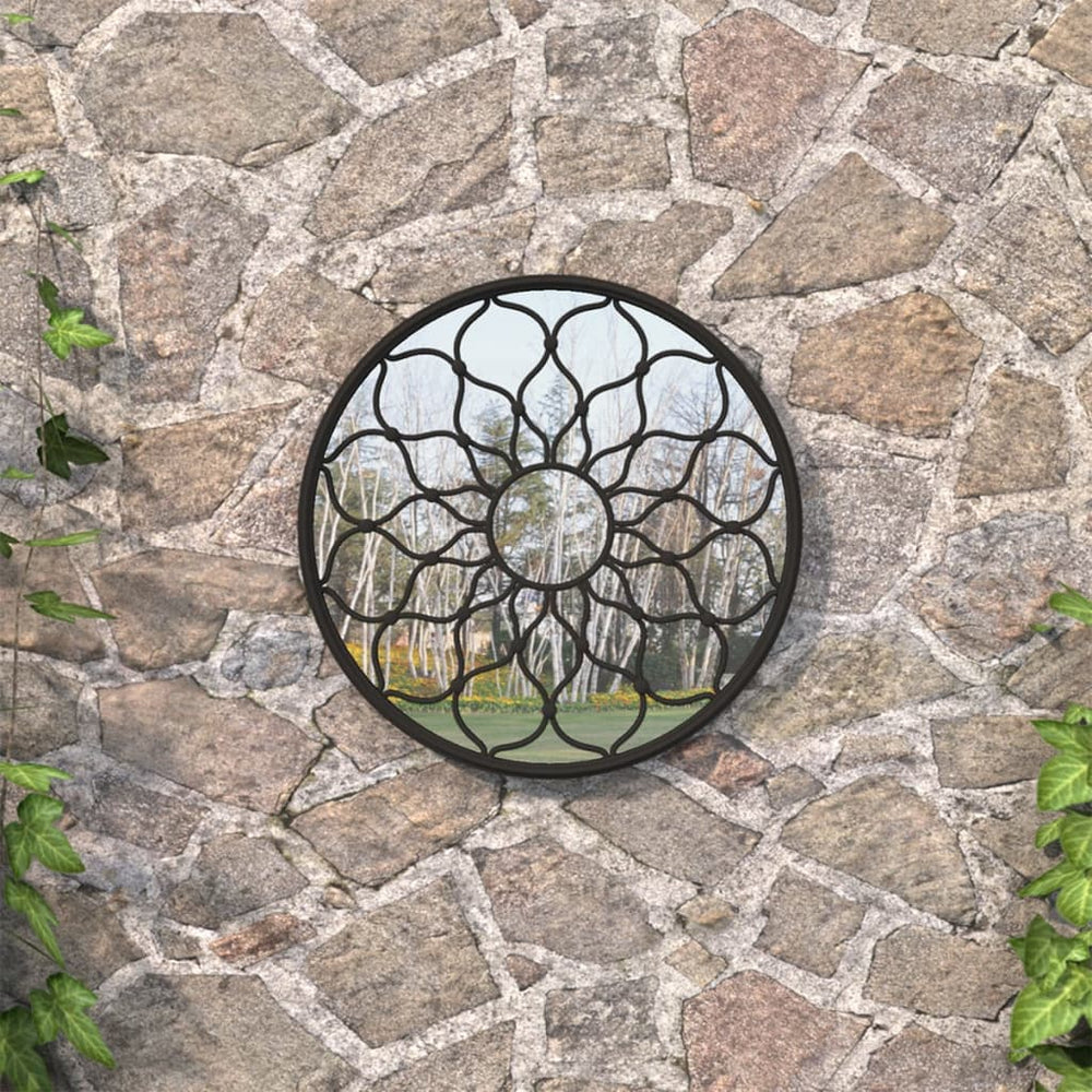 vidaXL Garden Mirror Black 40x3 cm Iron Round