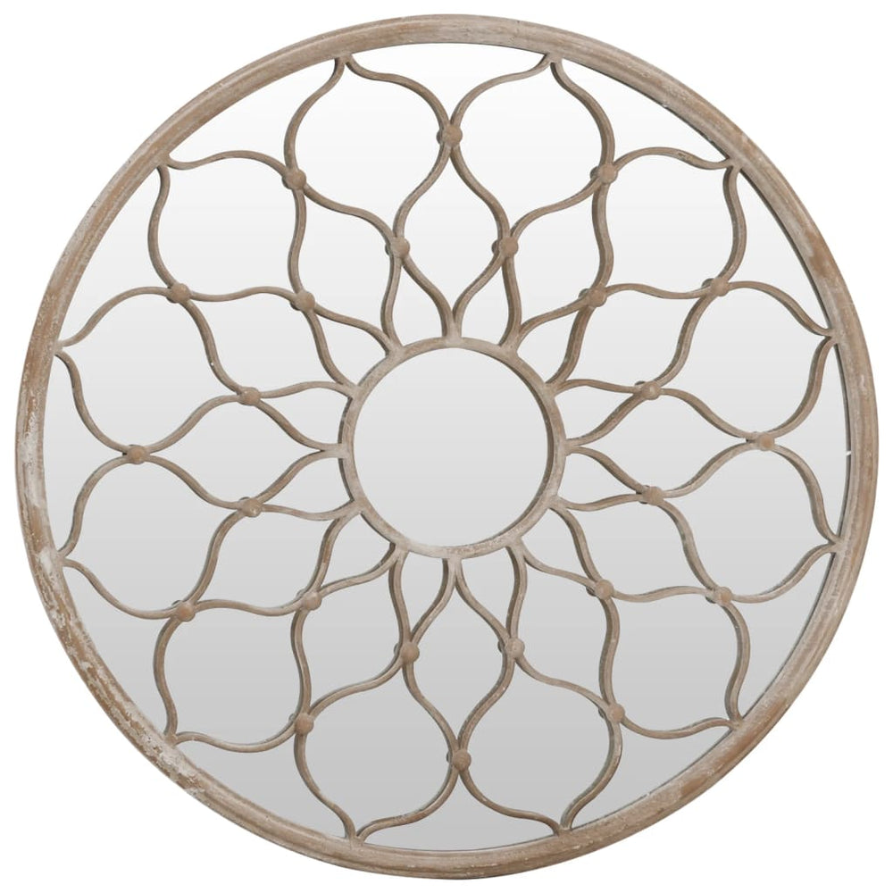 vidaXL Garden Mirror Sand 60x3 cm Iron Round