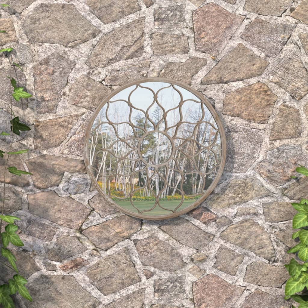 vidaXL Garden Mirror Sand 60x3 cm Iron Round