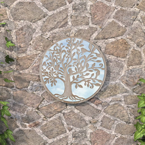 vidaXL Garden Mirror Sand 40x2.5 cm Iron Round