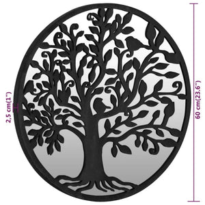 vidaXL Garden Mirror Black 60x2.5 cm Iron Round