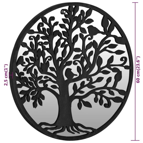 vidaXL Garden Mirror Black 60x2.5 cm Iron Round