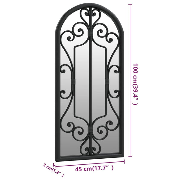vidaXL Garden Mirror Black 100x45 cm Iron