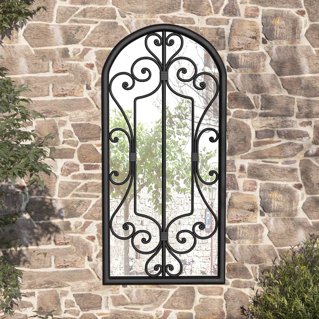 vidaXL Garden Mirror Black 100x45 cm Iron