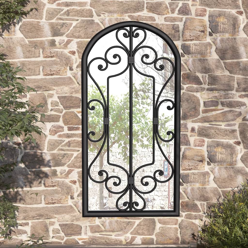 vidaXL Garden Mirror Black 70x30 cm Iron