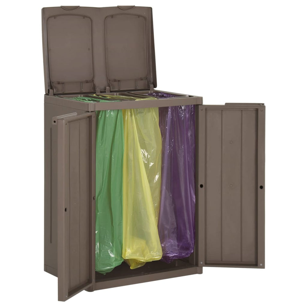 vidaXL Recycling Bin with 2 Lids Brown 65x45x88 cm PP