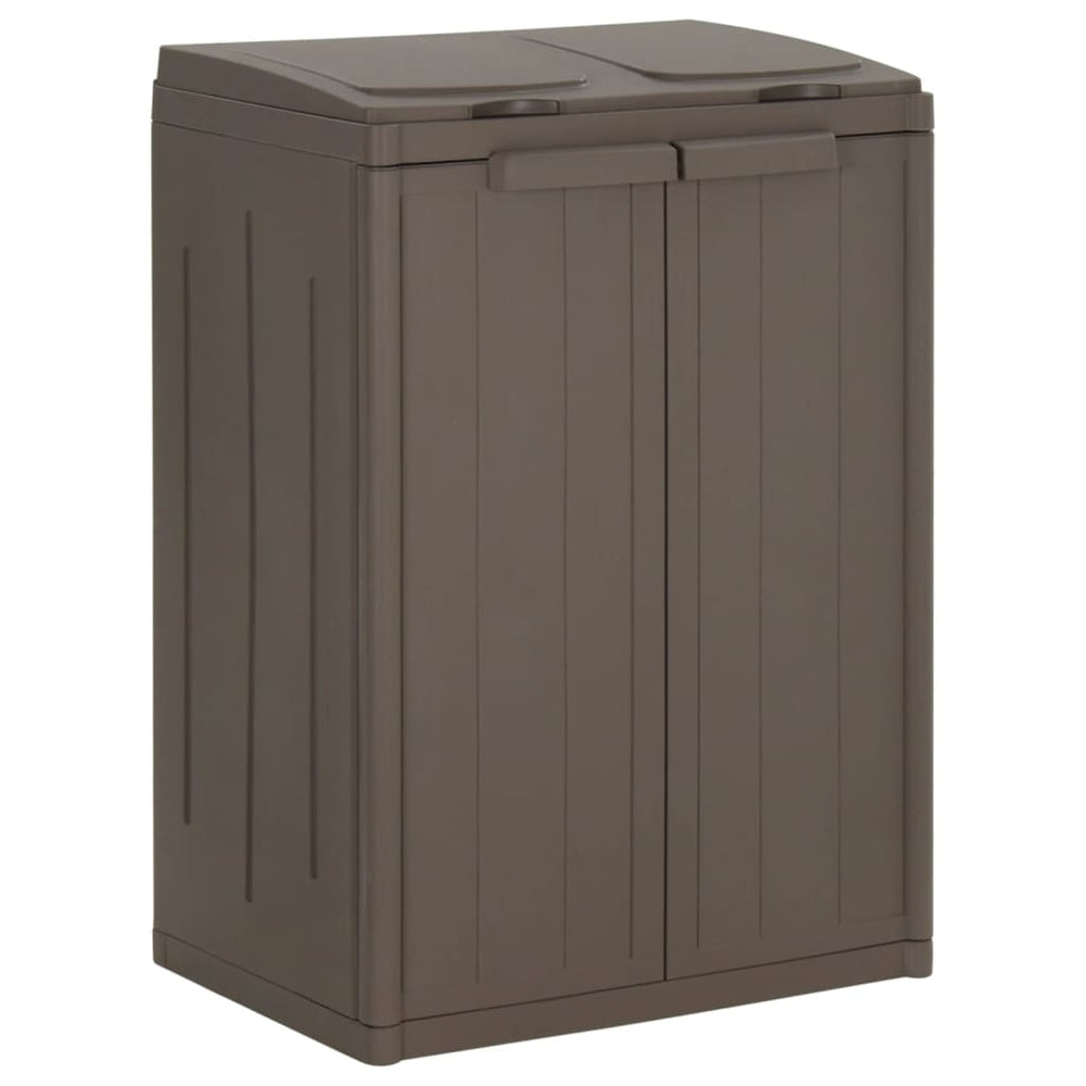vidaXL Recycling Bin with 2 Lids Brown 65x45x88 cm PP