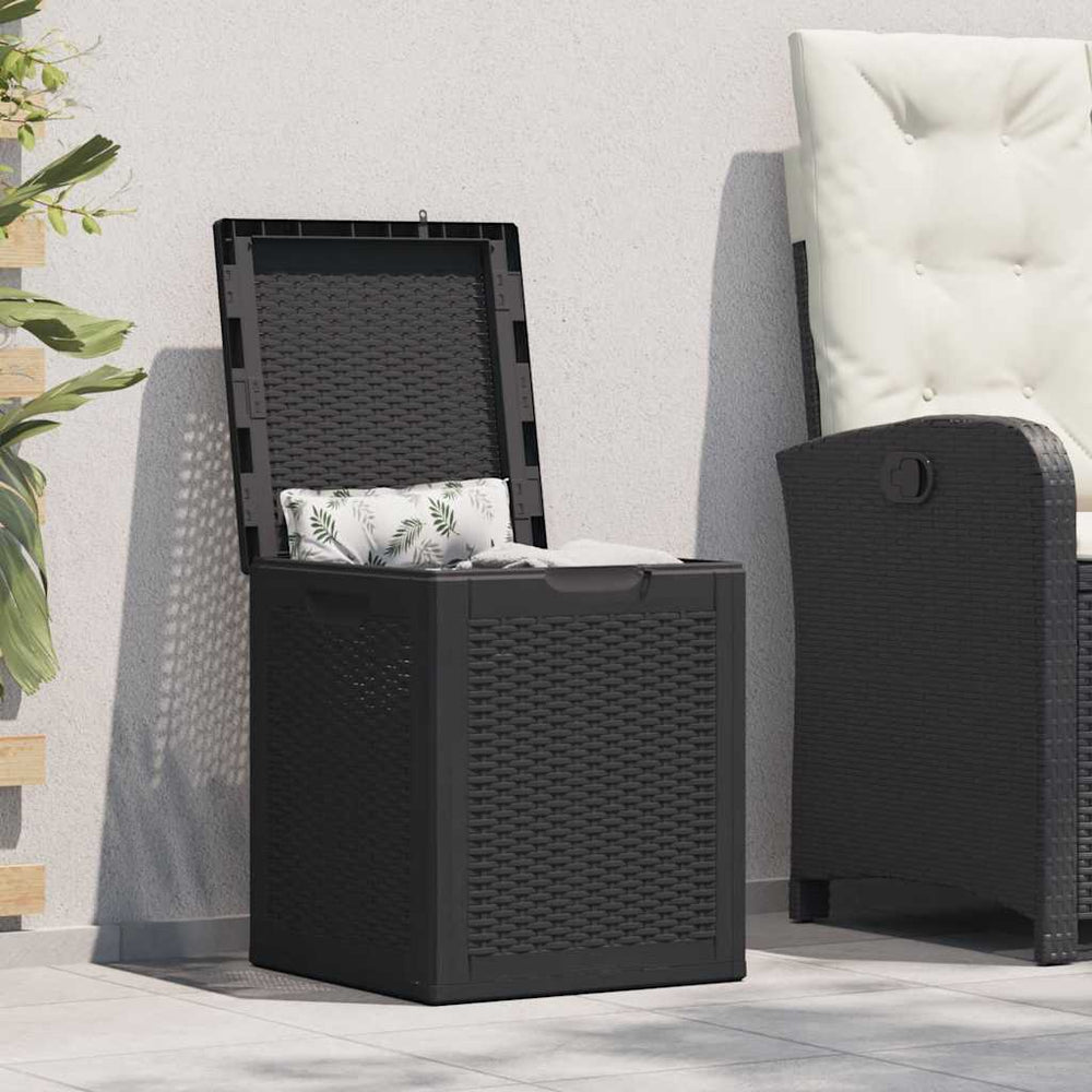 vidaXL Garden Storage Box 90 L Black PP Rattan