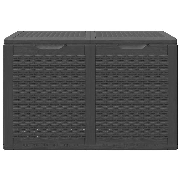 vidaXL Garden Storage Box 180 L Black PP Rattan