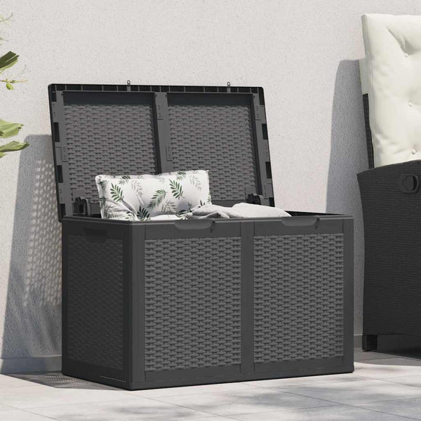 vidaXL Garden Storage Box 180 L Black PP Rattan