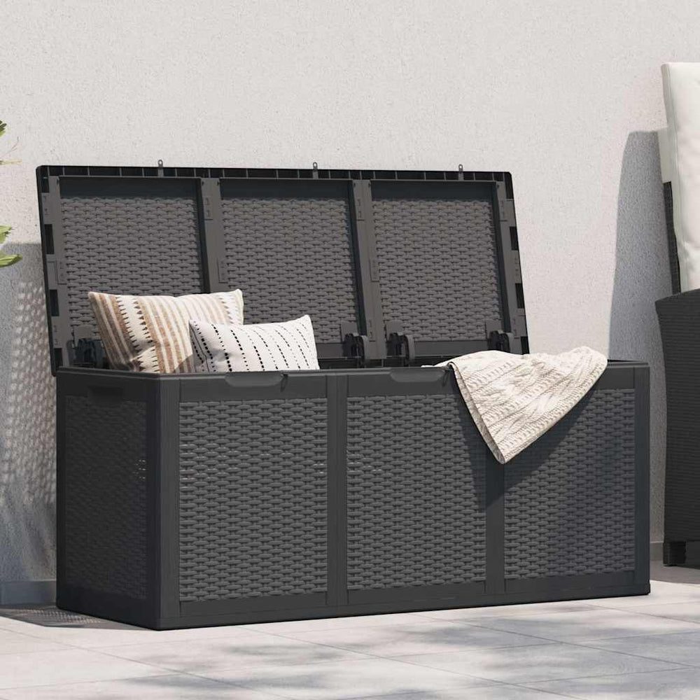 vidaXL Garden Storage Box 270 L Black PP Rattan
