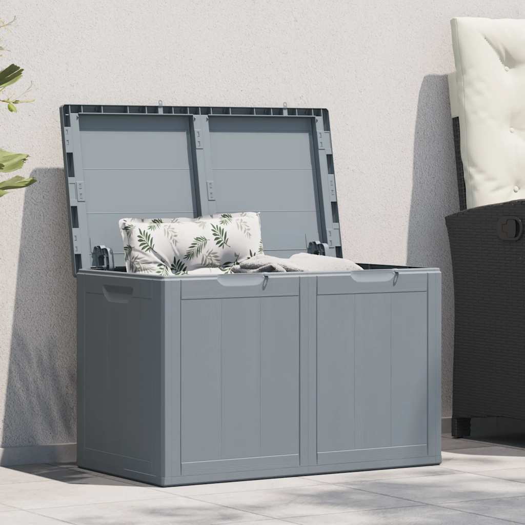vidaXL Garden Storage Box 180 L Grey PP Wood-Look