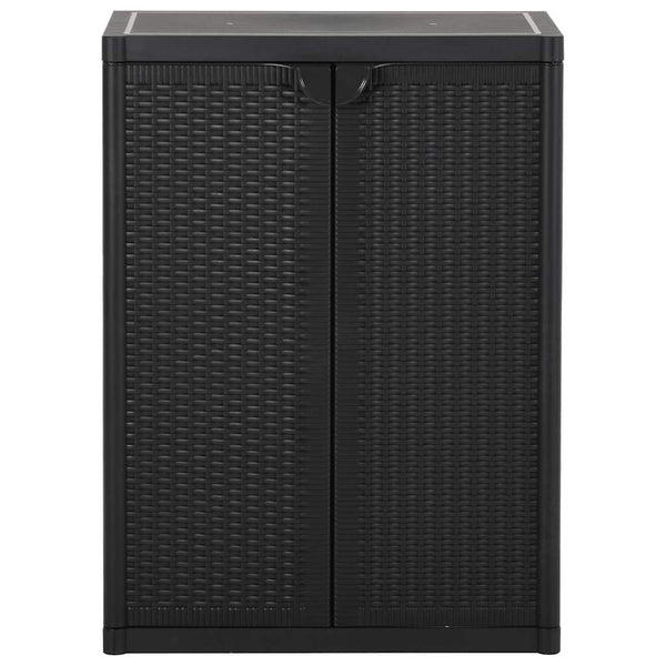vidaXL Garden Storage Cabinet Black 65x45x88 cm PP Rattan Look