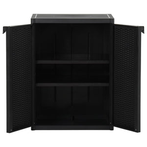 vidaXL Garden Storage Cabinet Black 65x45x88 cm PP Rattan Look