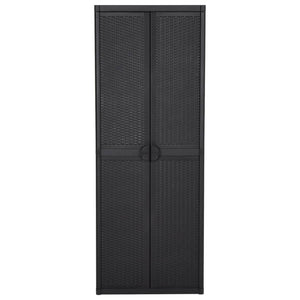 vidaXL Garden Storage Cabinet Black 65x45x172 cm PP Rattan