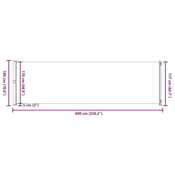 vidaXL Retractable Side Awning 180x600 cm Red