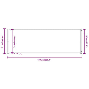 vidaXL Retractable Side Awning 200x600 cm Brown