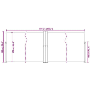 vidaXL Retractable Side Awning Brown 180x600 cm