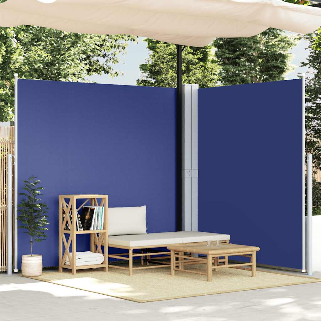 vidaXL Retractable Side Awning Blue 220x600 cm