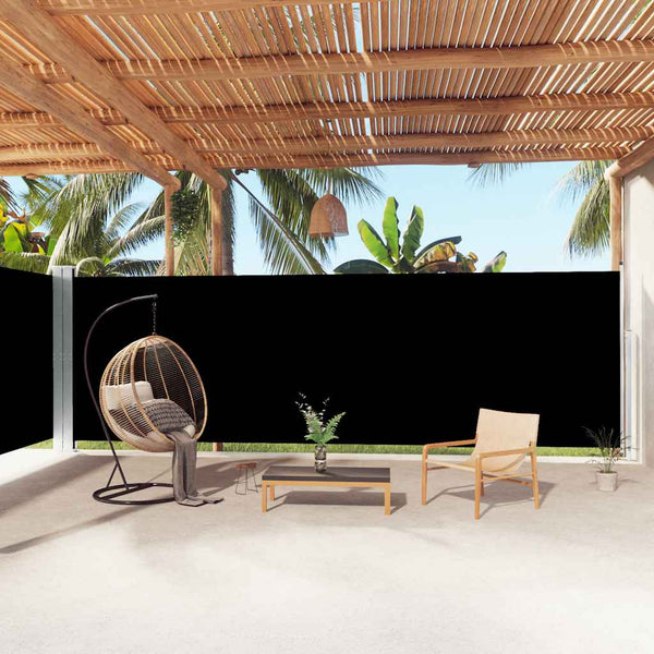 vidaXL Retractable Side Awning Black 200x1000 cm