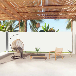 vidaXL Retractable Side Awning Cream 200x1000 cm