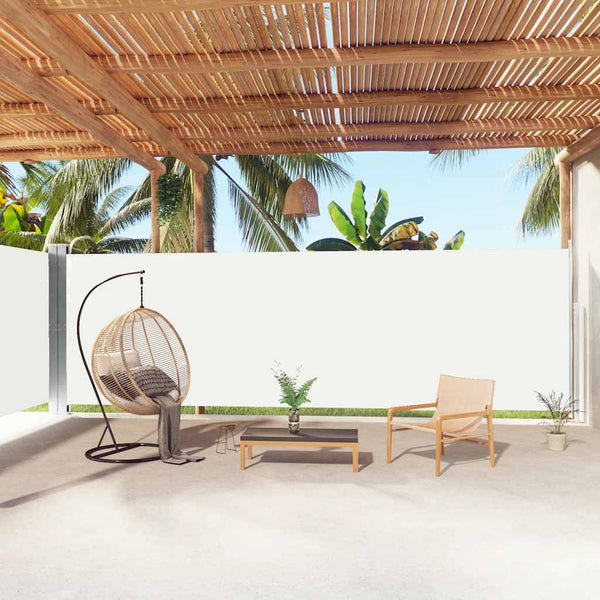vidaXL Retractable Side Awning Cream 200x1000 cm