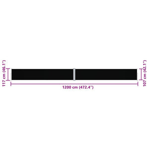 vidaXL Retractable Side Awning Black 117x1200 cm