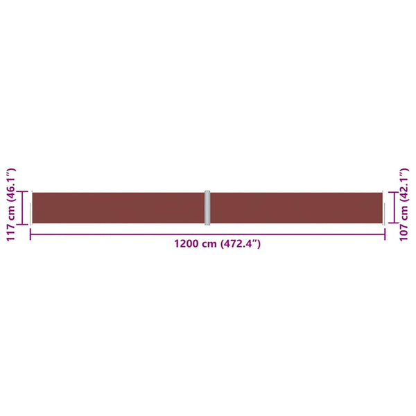 vidaXL Retractable Side Awning Brown 117x1200 cm