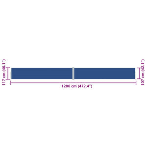 vidaXL Retractable Side Awning Blue 117x1200 cm
