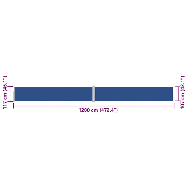 vidaXL Retractable Side Awning Blue 117x1200 cm