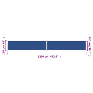 vidaXL Retractable Side Awning Blue 160x1200 cm