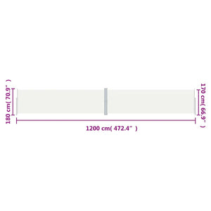 vidaXL Retractable Side Awning Cream 180x1200 cm