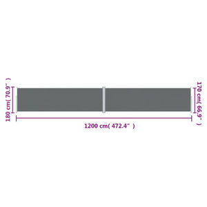 vidaXL Retractable Side Awning Anthracite 180x1200 cm