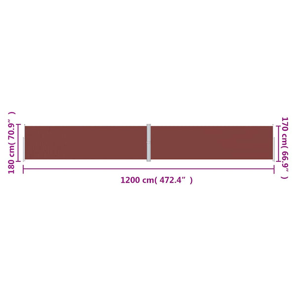 vidaXL Retractable Side Awning Brown 180x1200 cm