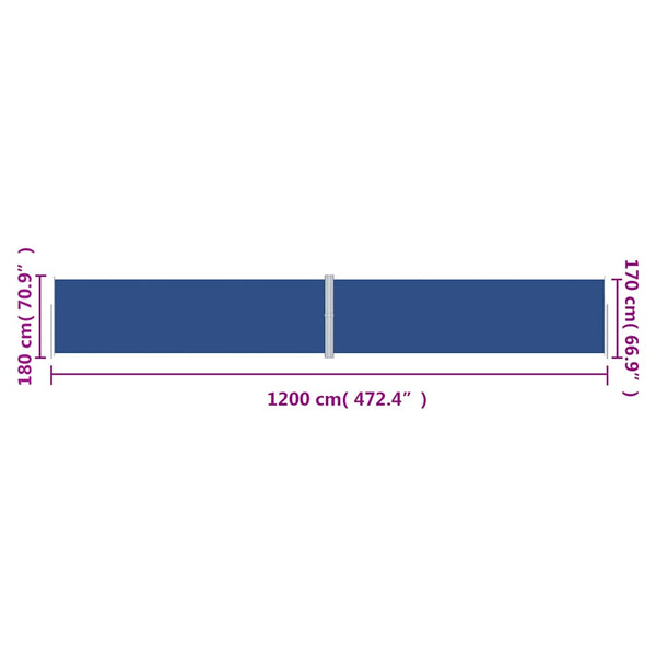 vidaXL Retractable Side Awning Blue 180x1200 cm