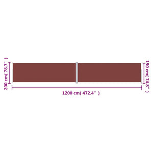 vidaXL Retractable Side Awning Brown 200x1200 cm