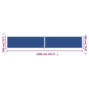 vidaXL Retractable Side Awning Blue 200x1200 cm