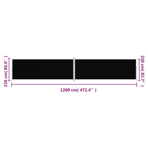 vidaXL Retractable Side Awning Black 220x1200 cm