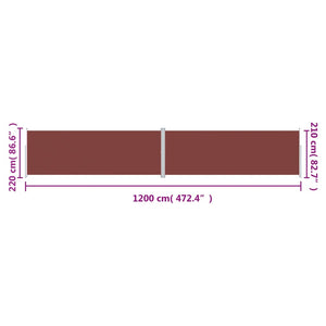vidaXL Side Awning Retractable Brown 220x1200 cm